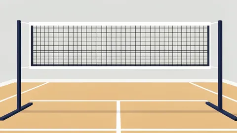 A volleyball net stretched across a gymnasium floor