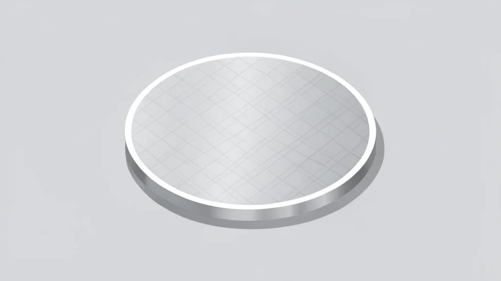 A single silicon wafer resting on a smooth, cleanroom surface.