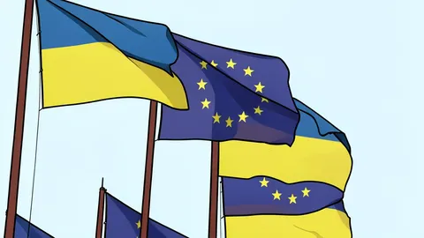 A flat vector illustration of a large, modern government building with a flagpole.