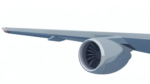 A large commercial jet engine mounted on an aircraft wing.