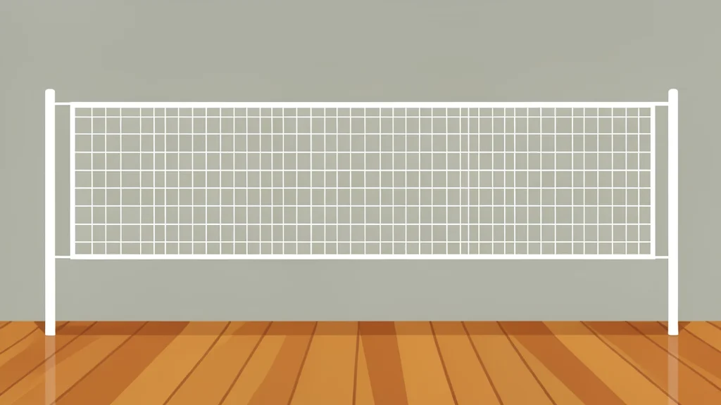 A volleyball net stretched across an indoor arena floor