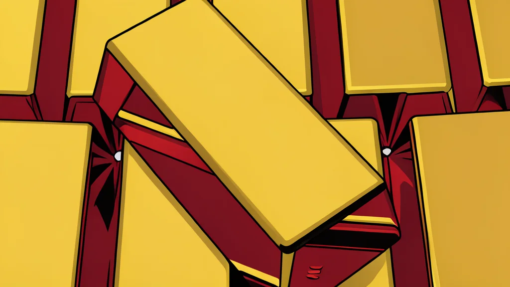 A stack of shiny gold bars reflecting a neutral light source