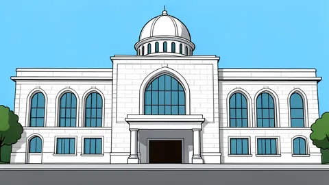 A modern government ministry building facade with large glass windows and a stone exterior.