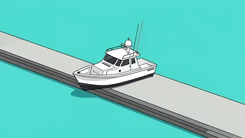 A small concrete wharf extending into turquoise water with a white patrol boat docked alongside it