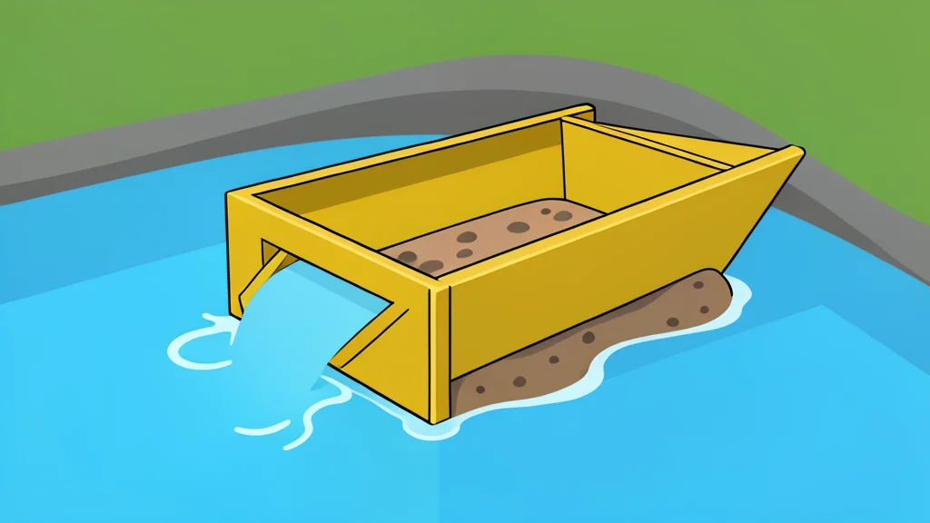 A gold panning sluice box in a river
