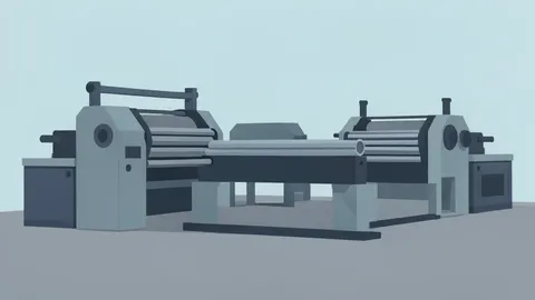 A large industrial facility with rolling mills and extrusion presses processing long metal bars