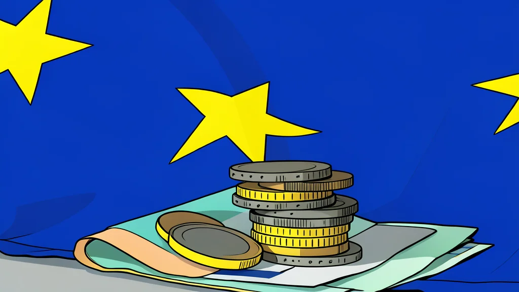 A flat-vector illustration of the European Parliament building in Strasbourg with a calm sky and no text or numbers.