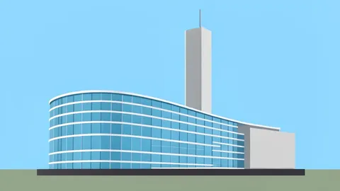 Flat vector illustration of the United Nations headquarters building in New York