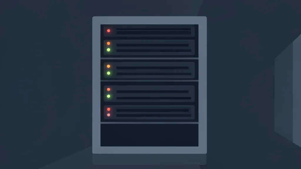A server rack with blinking status lights in a dark data center
