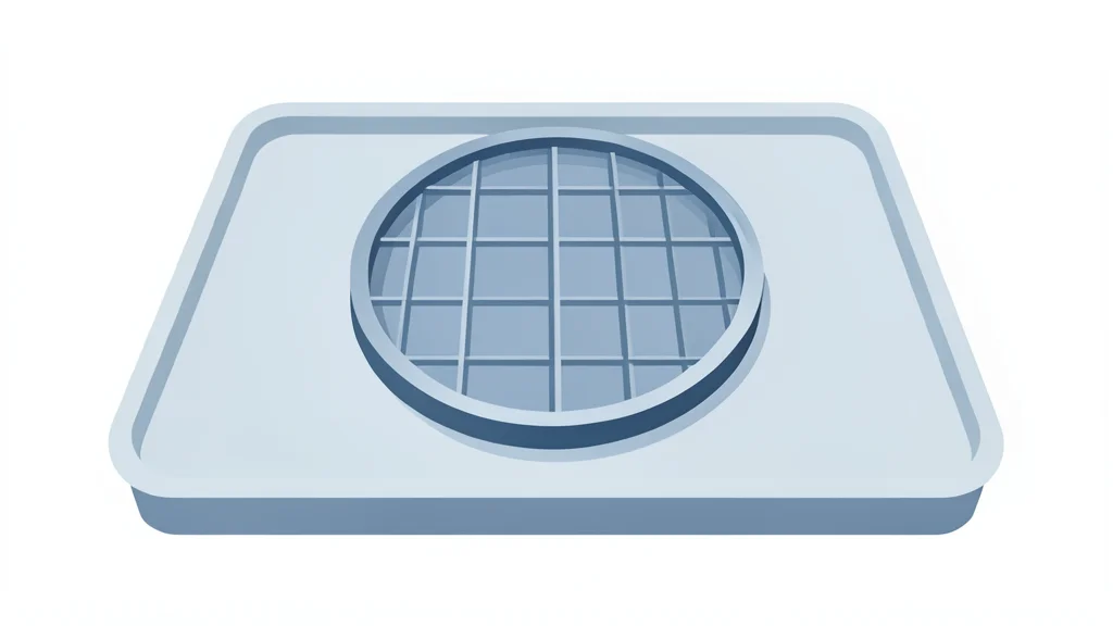 A silicon wafer resting on a cleanroom tray