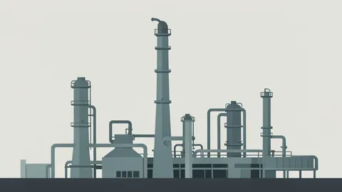 A large industrial refinery with tall distillation towers and piping
