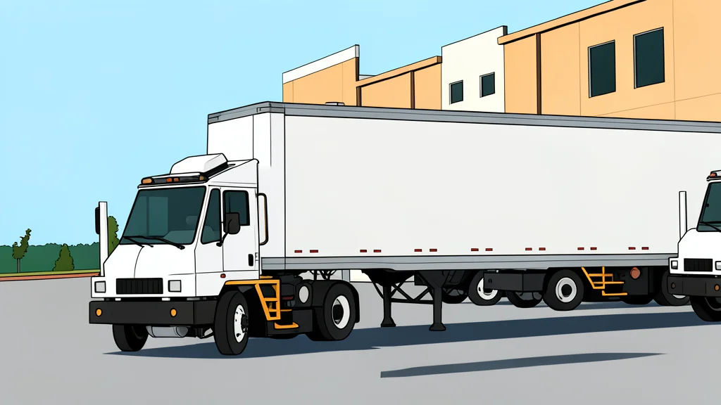 A large electric terminal tractor parked in a shipping container yard.