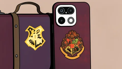 A smartphone with a textured brown back panel featuring a golden owl emblem near the camera lenses