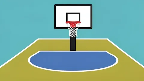 A basketball court with a hoop and net