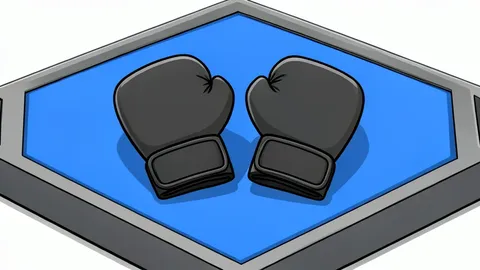 An open-air sports arena with a padded fighting mat in the center